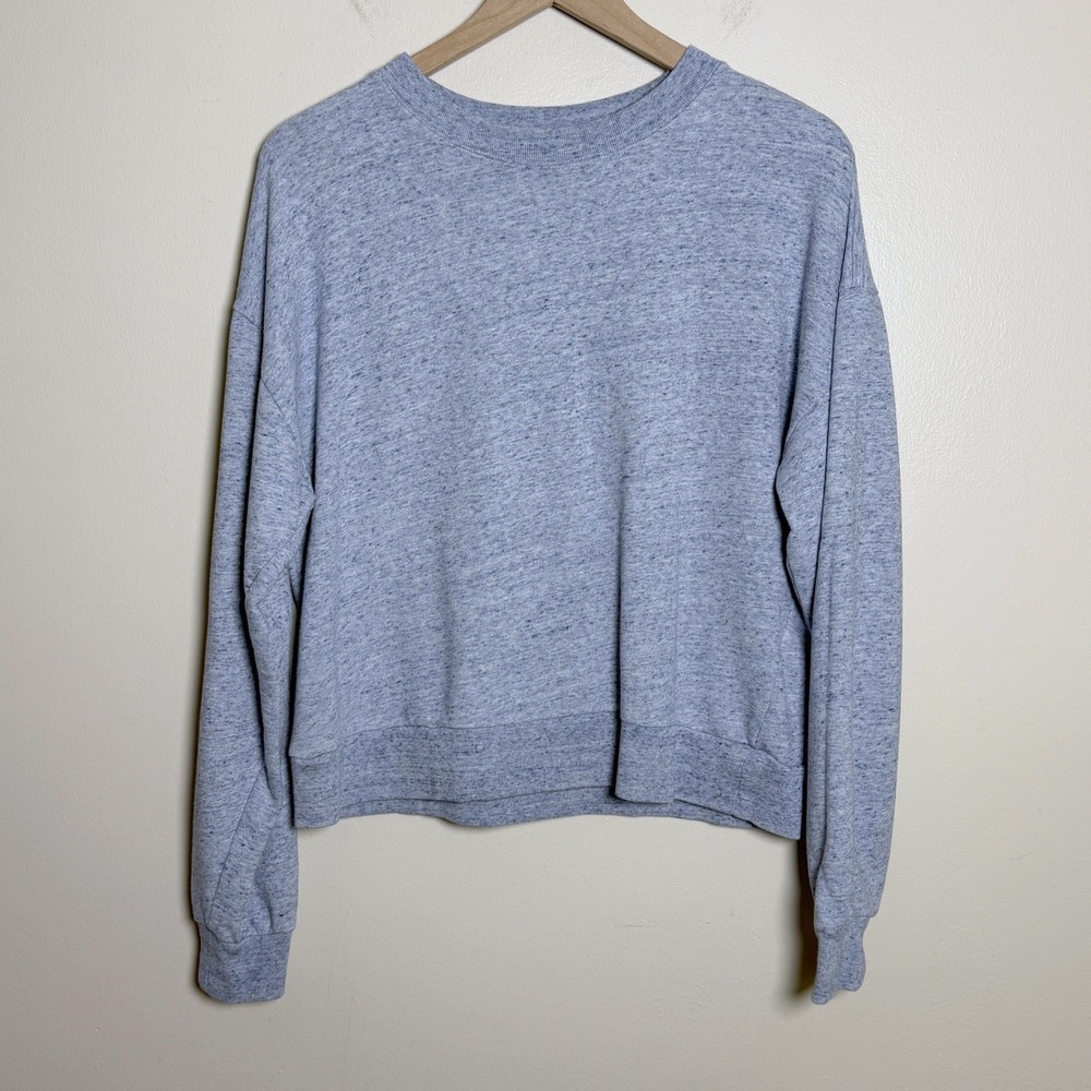Gap Women Cotton Sweatshirt S Tall Blue Heathered Long Sleeve Pullover Lounge